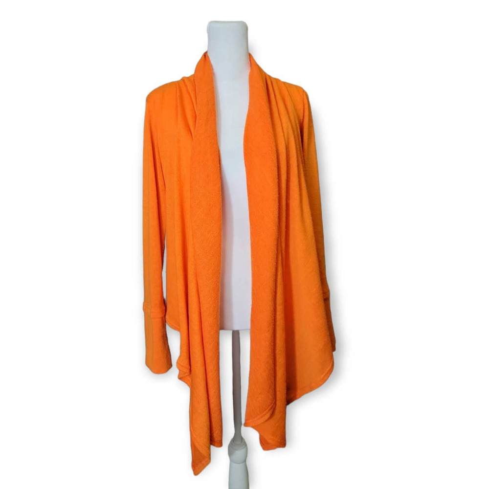Saks Fifth Avenue Open Draped Cardigan Sweater Orange